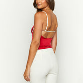 Red Square Neck Strap Top